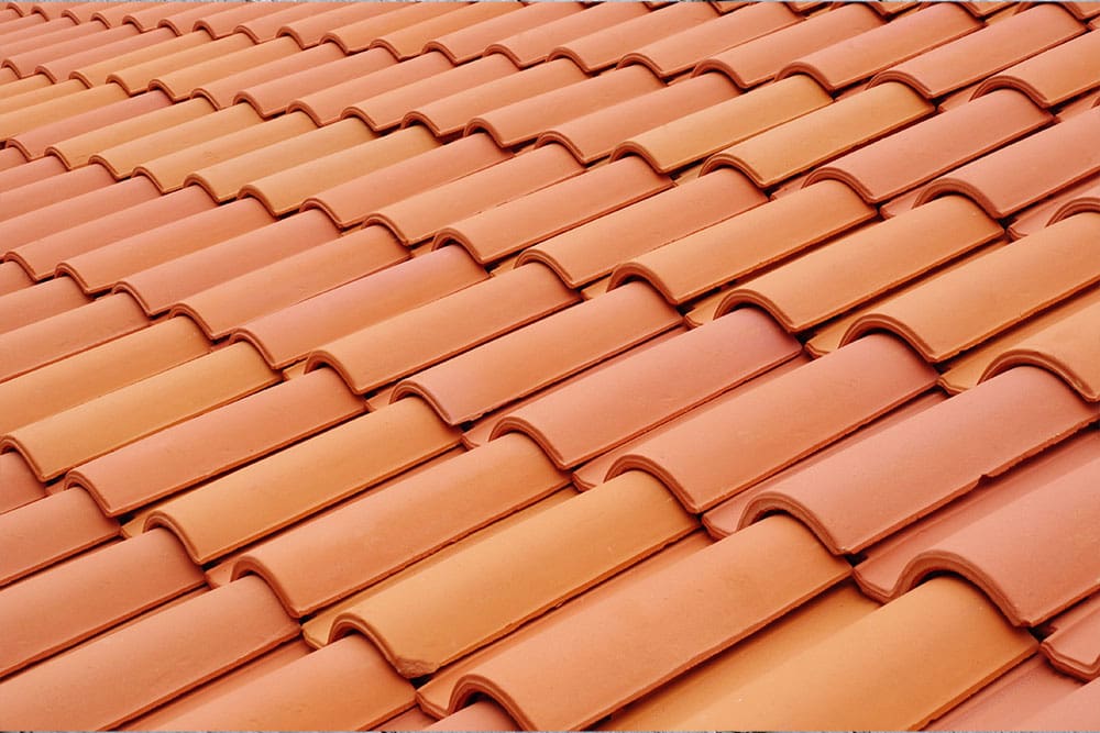clay tile roof shingles close up