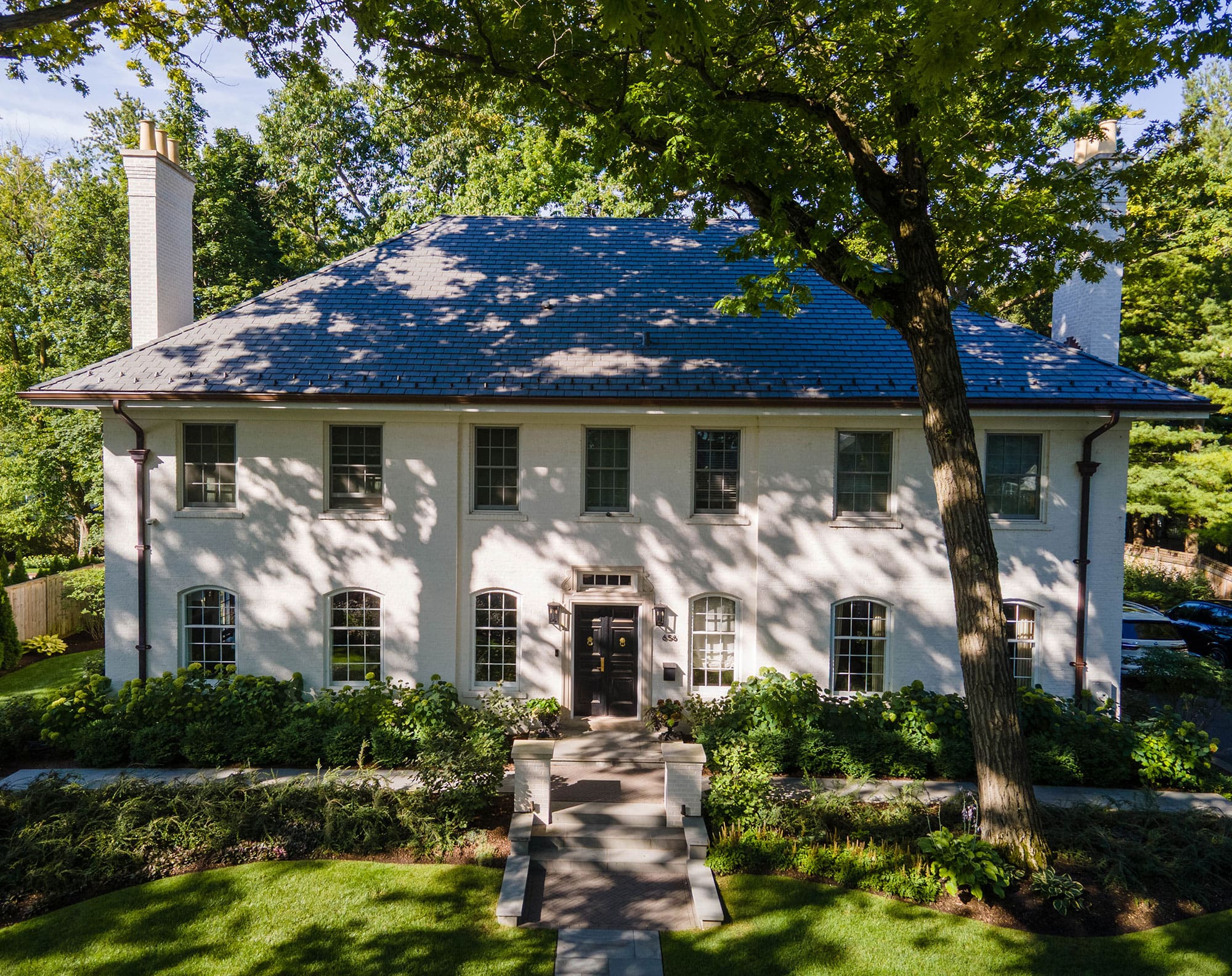 Synthetic slate roof on beautiful winnetka home installed by roofing company