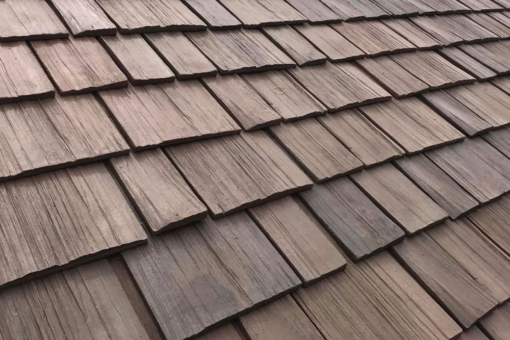 Synthetic shake roof closeup