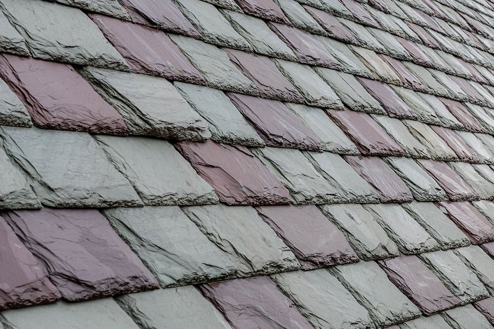 synthetic slate roof close-up