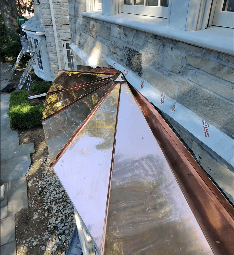 custom welded copper roof by wolf development roofing company