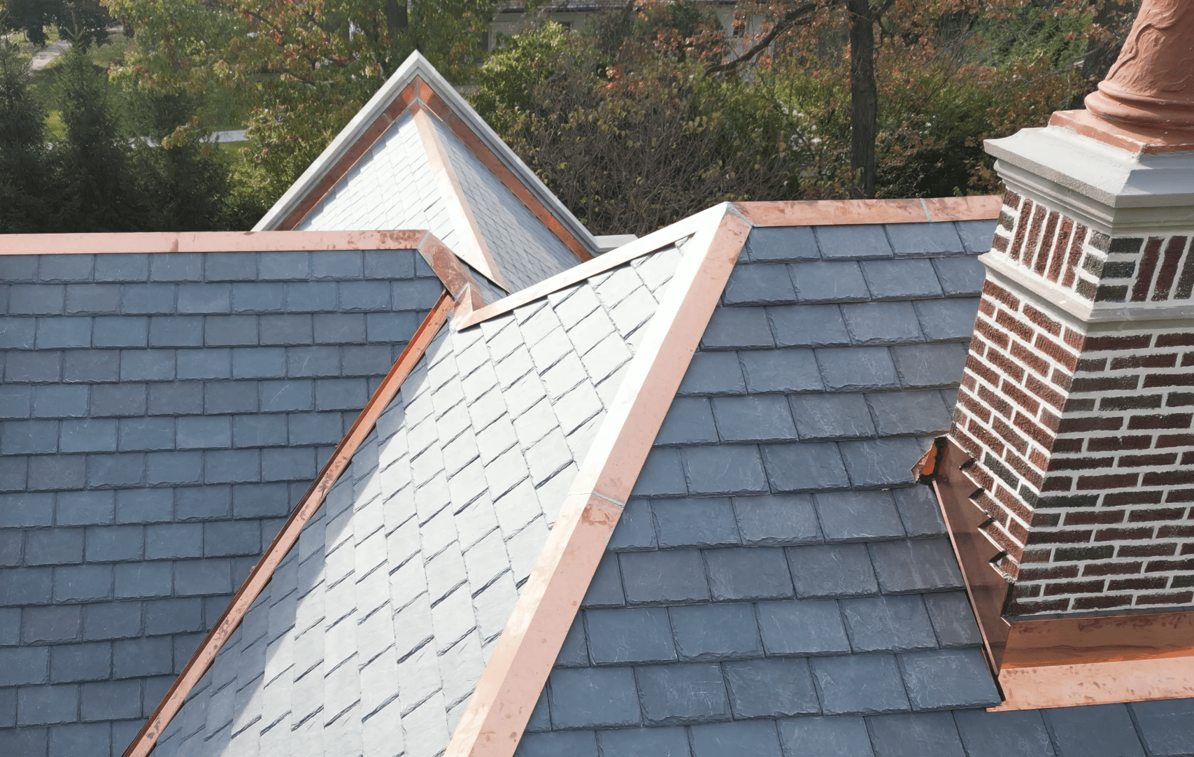 custom copper roof in kenilworth estate installed by roofing specialists at wolf development